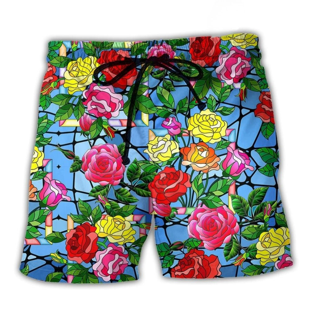 Rose Love Blooms Forever Quote Beach Shorts For Tropical Getaways And Weekend Adventures