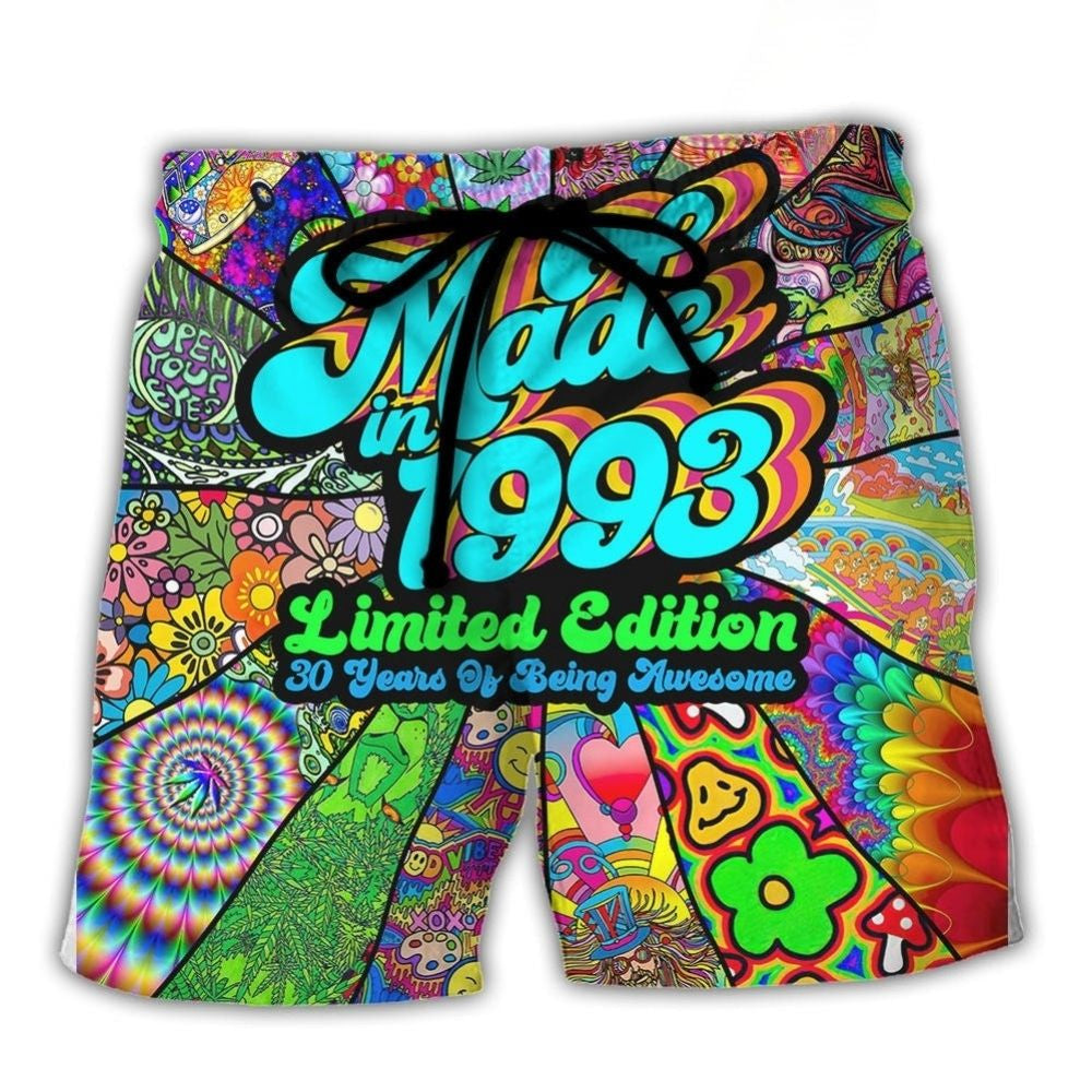 1993 Birthday Celebration Beach Shorts Artwork View For Seaside Trips And Casual Style
