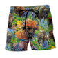 Buffalo Floral Field Animal Beach Shorts For Sunny Day Getaways And Lightweight Summer Style