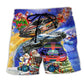 Funny Christmas Car Holiday Beach Shorts Design Detail For Casual Warm Weather Outfits