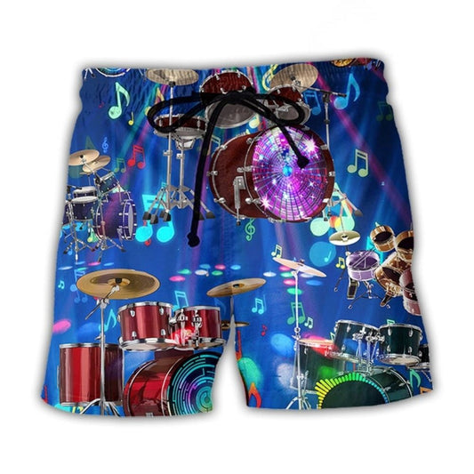 Drum Is My Life Neon Glow Beach Shorts For Sunny Holidays And Comfortable Daily Styling