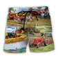 Farm Tractor Painting Rustic Beach Shorts Design View For Summer Events And Coastal Getaways