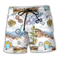 Hiking Adventure Explore The World Beach Shorts Pattern View For Resort Days And Outdoor Activities