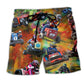 Colorful Car Racing Dynamic Beach Shorts For Coastal Road Trips And Flexible Everyday Wear