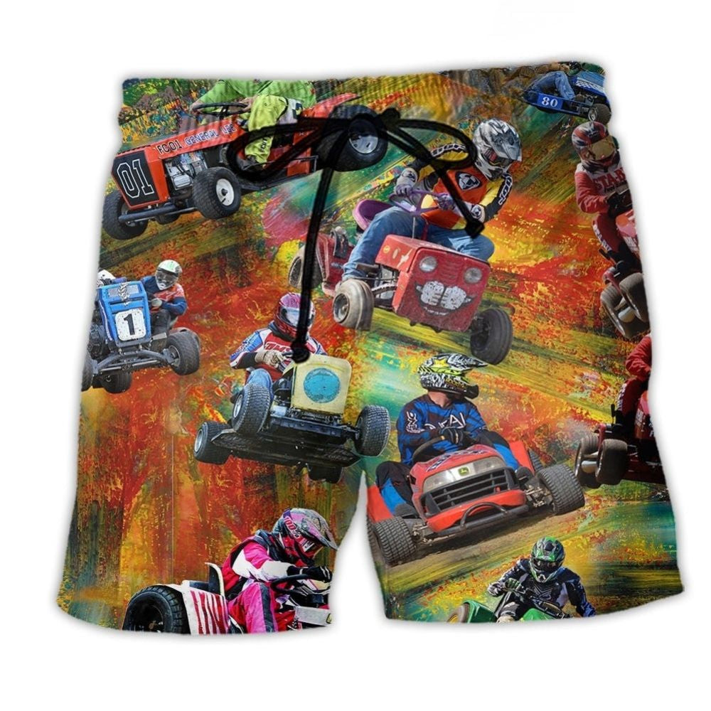 Colorful Car Racing Dynamic Beach Shorts For Coastal Road Trips And Flexible Everyday Wear