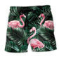Flamingo Tropical Leaf Beach Shorts For Relaxed Shoreline Days And Leisure And Relaxation