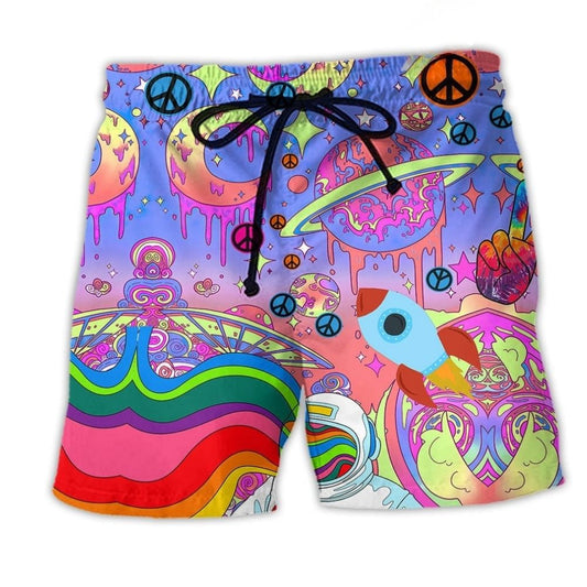 Bohemian Planet Large Galaxy Beach Shorts For Resort Days And Casual Outdoor Comfort