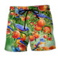 Peach Blue Bird Minimal Beach Shorts Design Detail For Casual Warm Weather Outfits