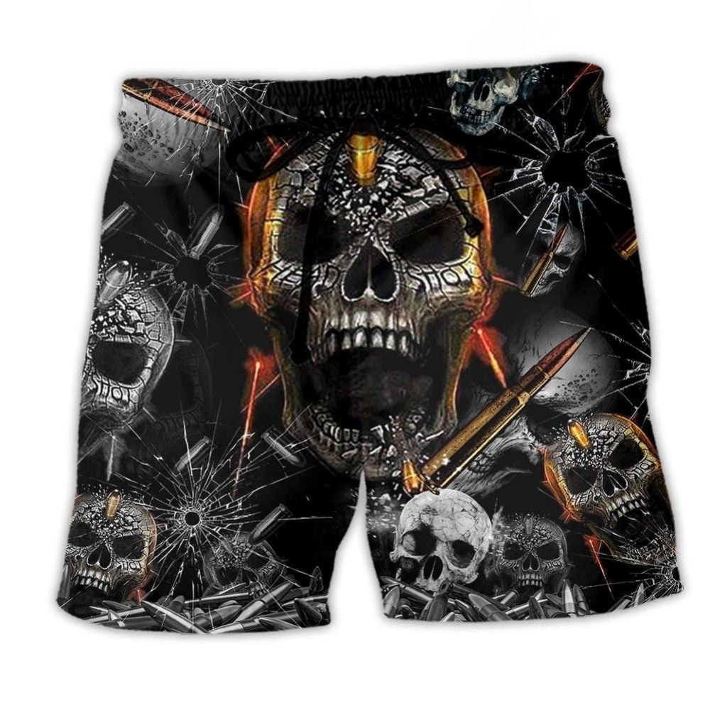 Skull Dark Beach Shorts Pattern View For Relaxed Vacation Styling