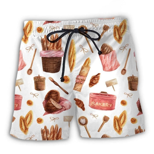 Baking Bread Love Life Beach Shorts Pattern View For Resort Days And Outdoor Activities