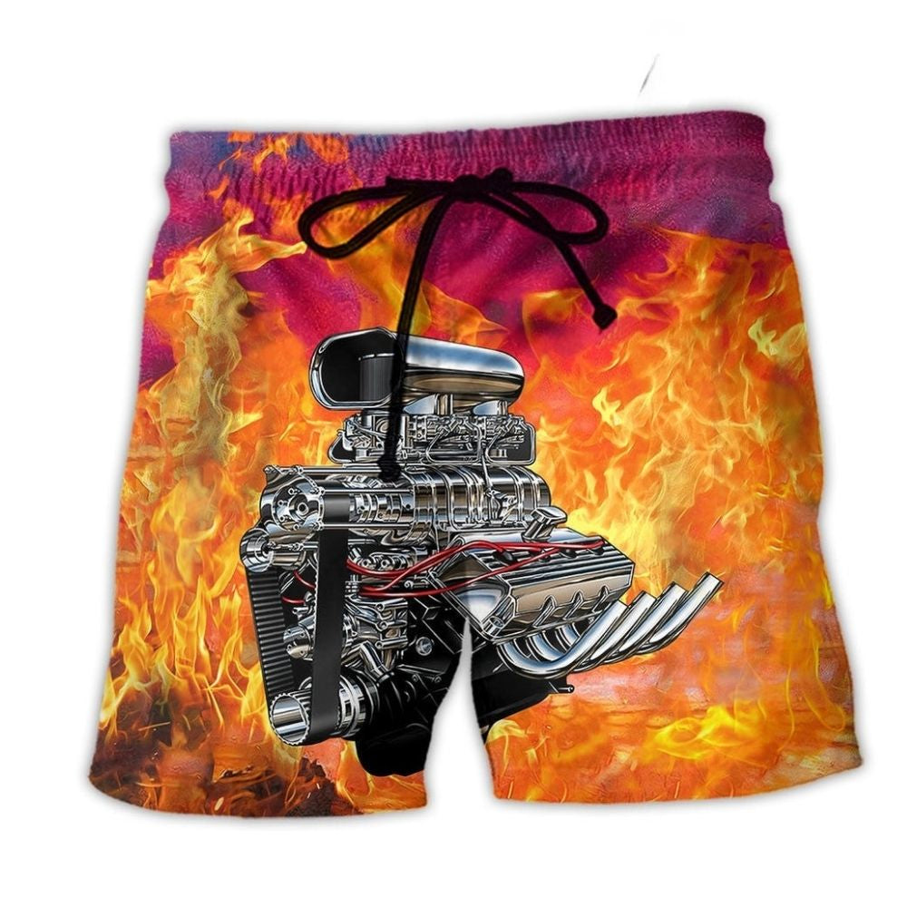Hot Rod Fire Power Beach Shorts For Summer Vacation And Coastal Travel