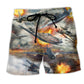 Combat Aircraft War Flight Beach Shorts For Road Trips And Coastal Travel