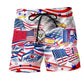 America Eagle Freedom Day Beach Shorts Artwork Detail For Casual Warm Weather Outfits