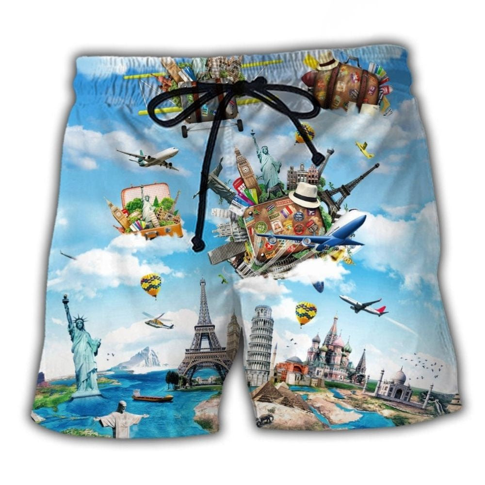Airplane Travel World Beach Shorts For Weekend Escapes And Warm Weather Wardrobe