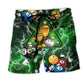 Billiard Lover Humor Green Beach Shorts Design Detail For Resort And Beach Day Style