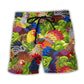 Colorful Chicken Family Lover Farm Beach Shorts Design Detail For Casual Warm Weather Outfits