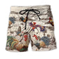 Rooster Farm Beach Shorts For Coastal Adventures And Bright Summer Outfits