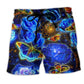 Glowing Blue Rose Butterfly Beach Shorts For Seaside Travel And Relaxed Casual Style