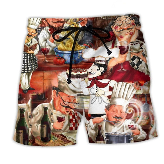 Chef Cooking Beach Shorts For Weekend Escapes And Comfortable Resort Style