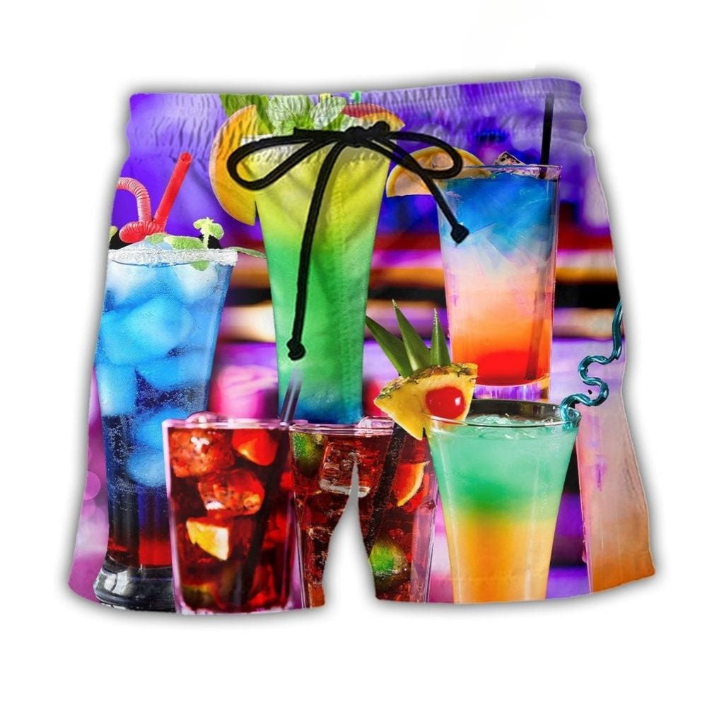 Bartender Cocktail Fun Drinking Bar Beach Shorts Artwork Detail For Tropical Travel And Everyday Wear