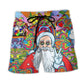 Bohemian Santa Colorful Music Beach Shorts For Resort Getaways And Bright Summer Outfits