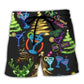 Christmas Cocktail Neon Party Beach Shorts Pattern View For Resort Days And Outdoor Activities