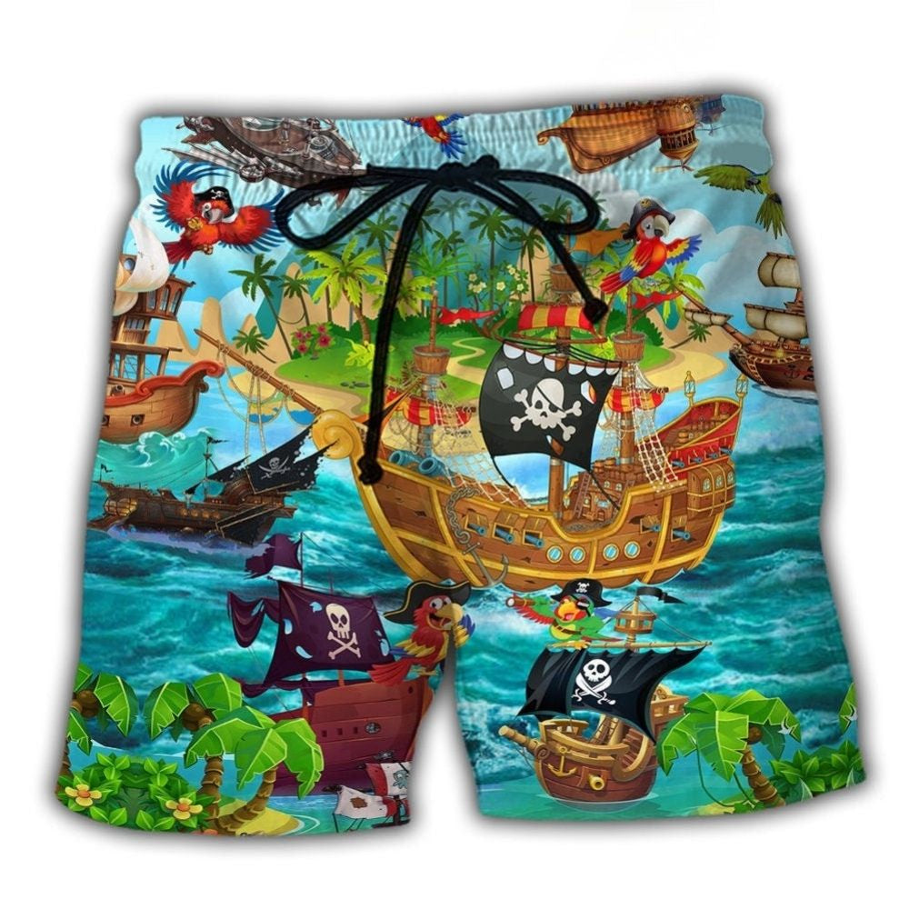 Pirate Adventure Beach Shorts For Tropical Holidays And Thoughtful Gift Giving