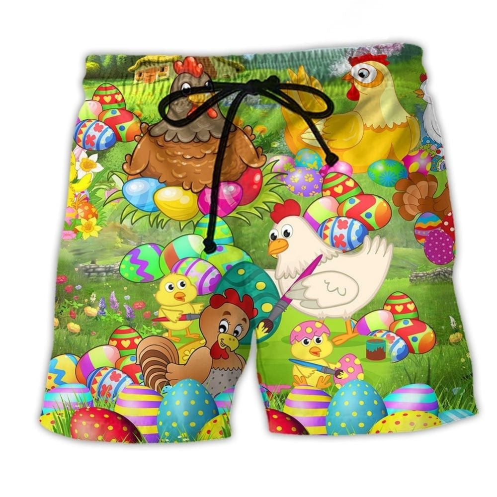 Easter Eggs Chicken Farm Beach Shorts For Weekend Escapes And Memorable Gift Ideas