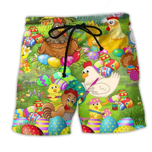 Easter Eggs Chicken Farm Beach Shorts For Weekend Escapes And Memorable Gift Ideas