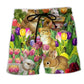 Easter Rabbit Tulip Garden Beach Shorts For Holiday Cruises And Bright Summer Outfits