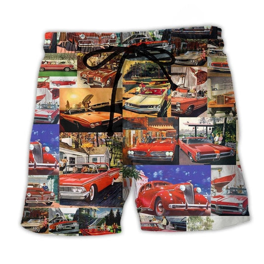 Colorful Vintage Car Beach Shorts For Oceanfront Weekends And Memorable Gift Ideas