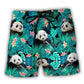 Panda Tropical Floral Summer Beach Shorts For Sunny Day Getaways And Easy Warm Weather Wear