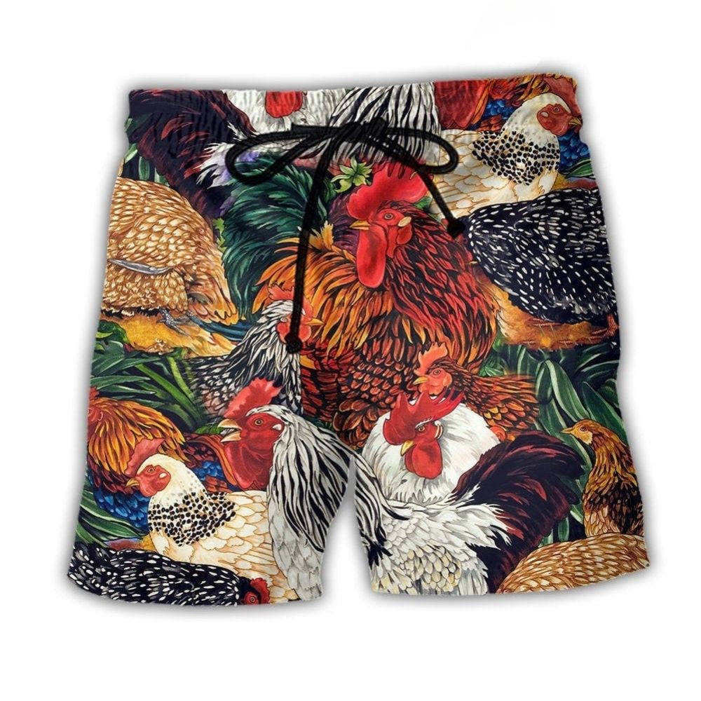 Chicken Farm Love Life Rustic Beach Shorts Design View For Comfortable Resort And Beach Styling