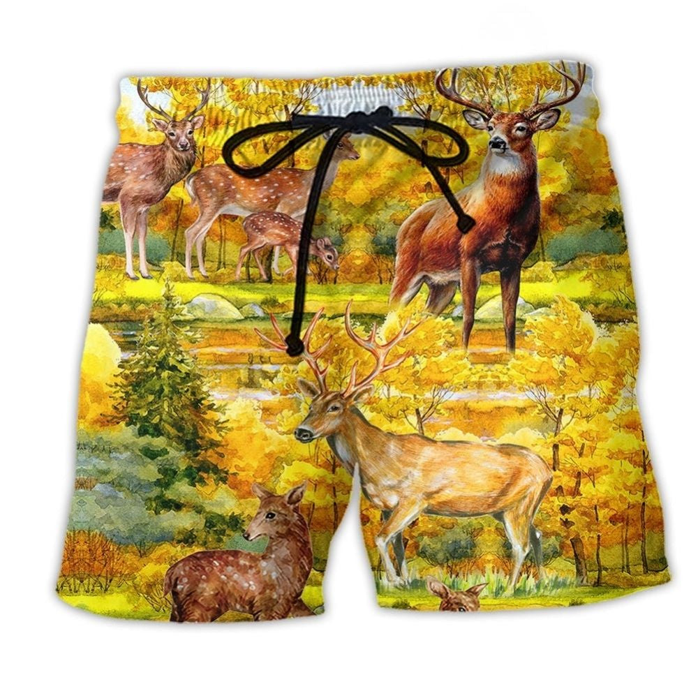 Autumn Deer Nature Beach Shorts For Outdoor Adventures And Thoughtful Gift Giving