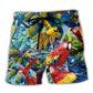 Parrot Papaya Tropical Color Beach Shorts For Vacation Travel And Weekend Casual Style