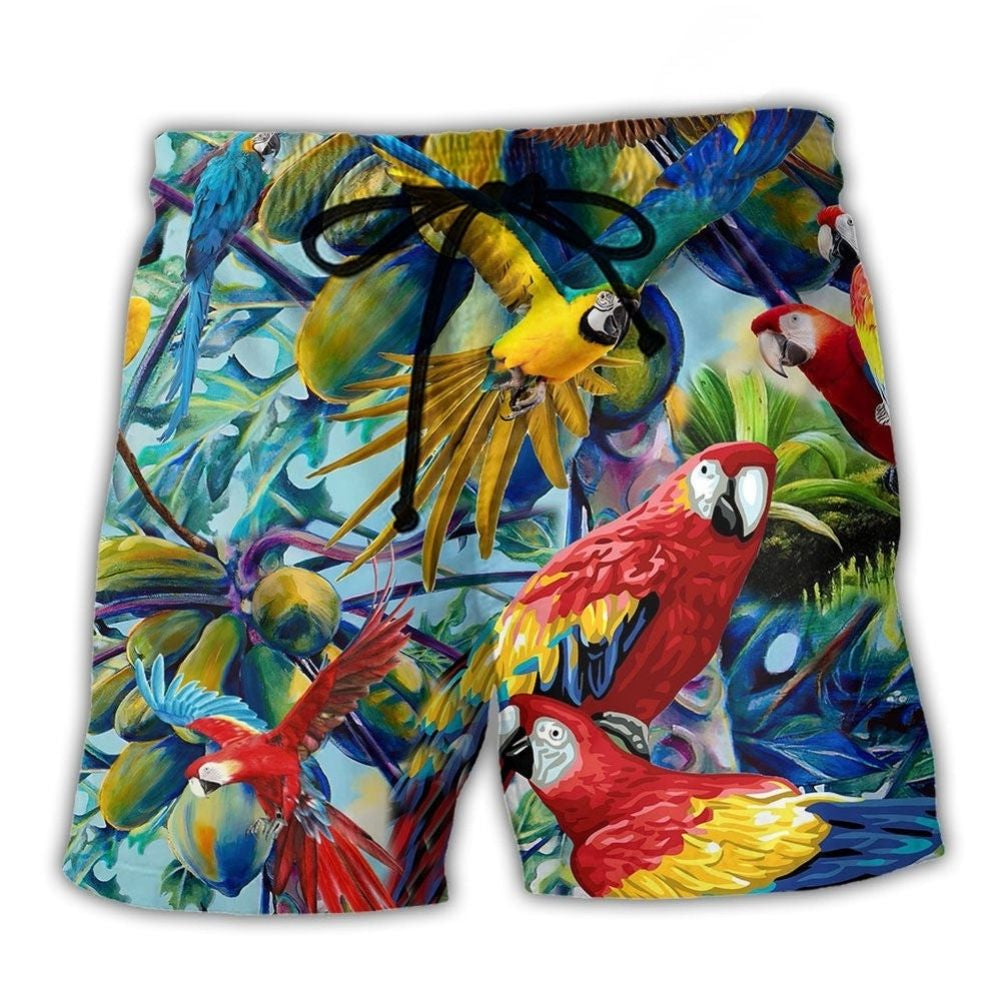 Parrot Papaya Tropical Color Beach Shorts For Vacation Travel And Weekend Casual Style