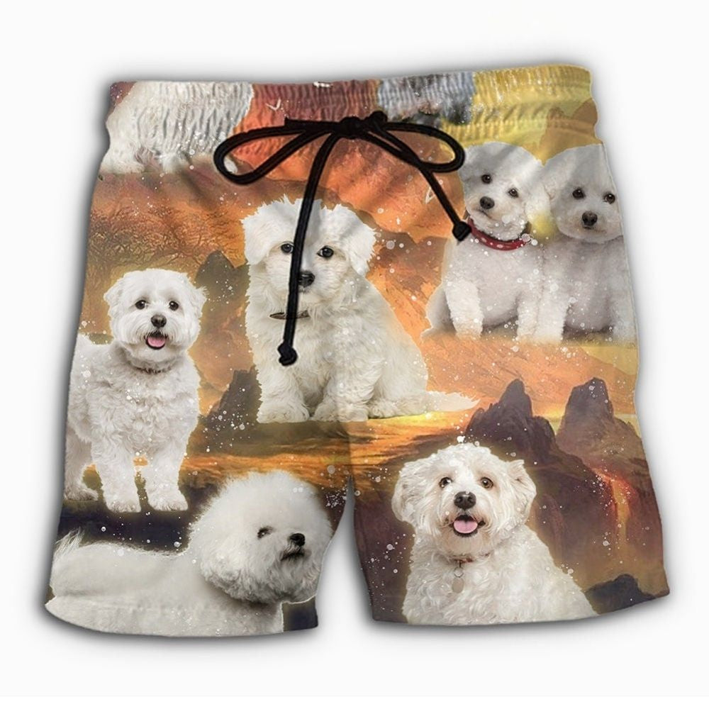 Bichon Frise Galaxy Art Dog Lover Beach Shorts Pattern Detail For Relaxed Warm Weather Outfits