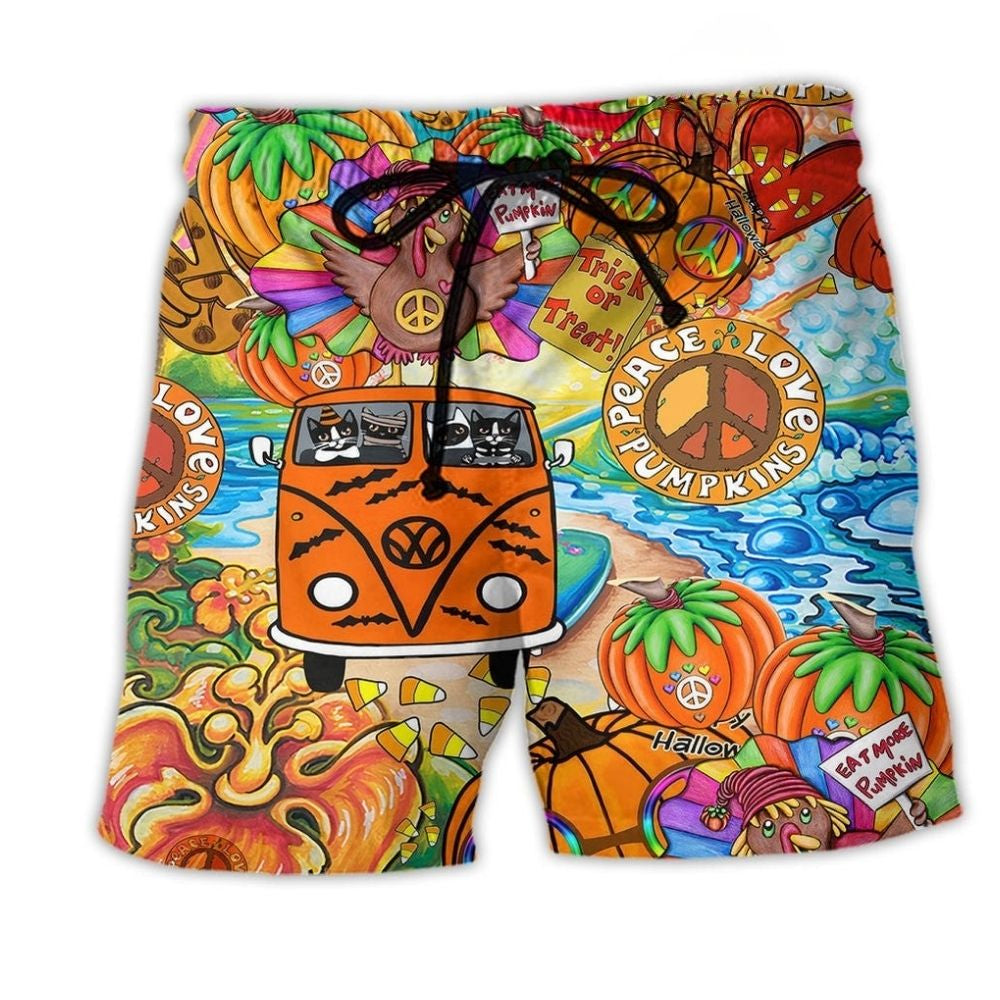 Bohemian Colorful Pumpkin Beach Shorts For Seaside Travel And Lightweight Summer Style
