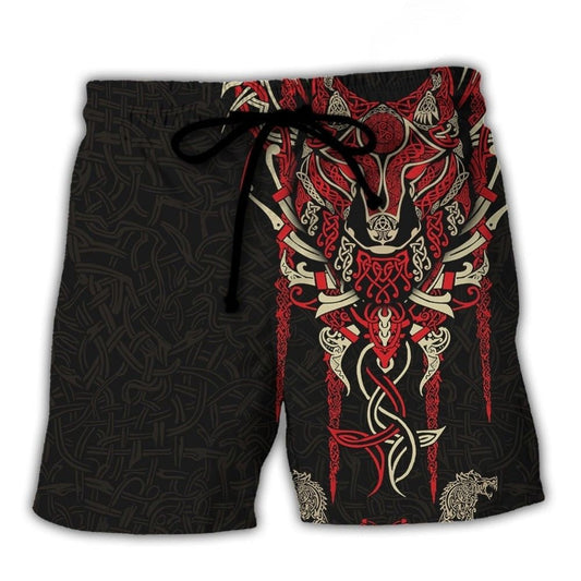 Viking Wolf Norse Celtic Beach Shorts Design View For Summer Events And Coastal Getaways