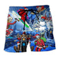 Christmas Skull Night Beach Shorts For Tropical Holidays And Relaxed Holiday Style