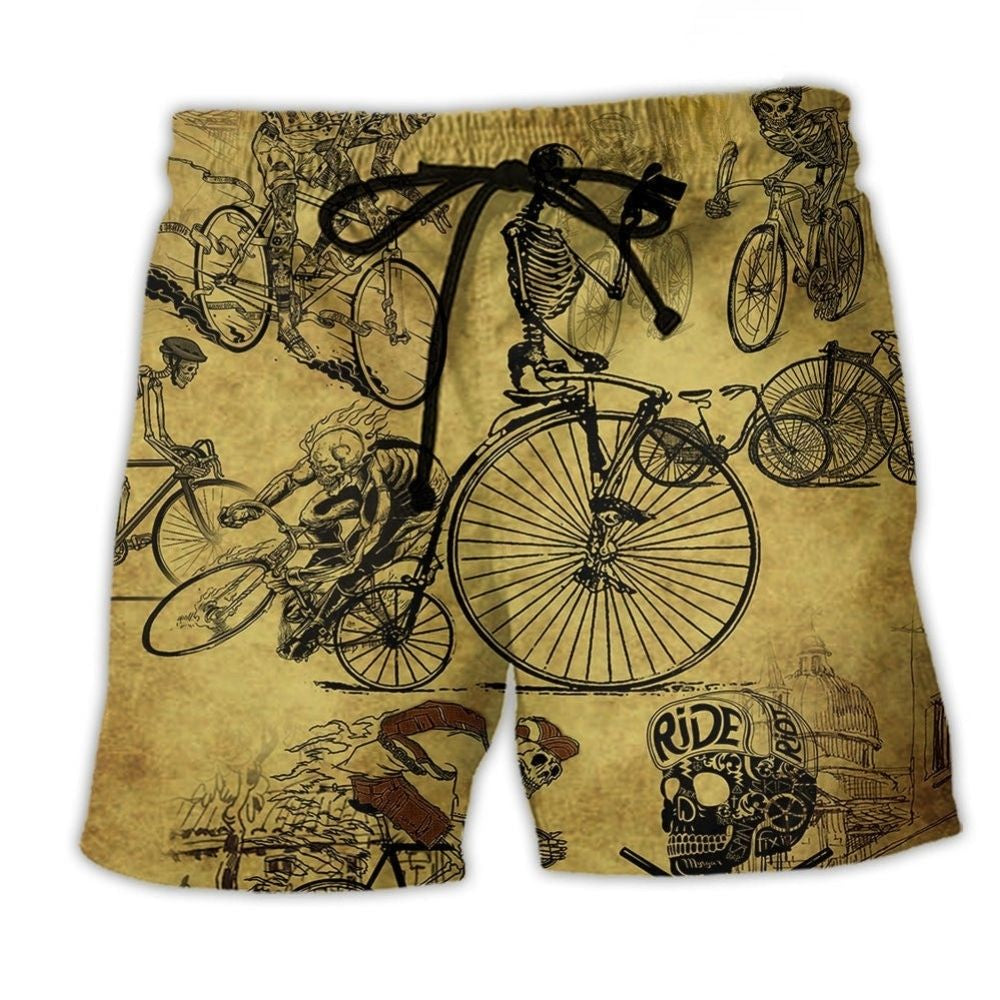 Bike Skull Motorcycle Riding Lifestyle Statement Beach Shorts Graphic Detail For Resort Trips And Casual Outings
