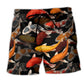 Koi Fish Minimal Beach Shorts For Coastal Road Trips And Vacation Ready Style