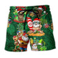 Tiki Christmas Humor Night Beach Shorts For Festive Vacation And Holiday Travel