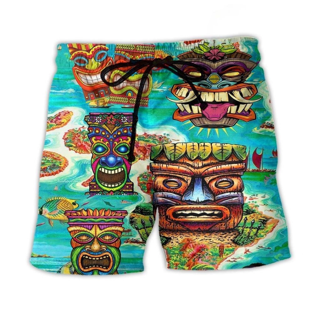Tropical Tiki Aloha Beach Shorts For Holiday Cruises And Comfortable Resort Style