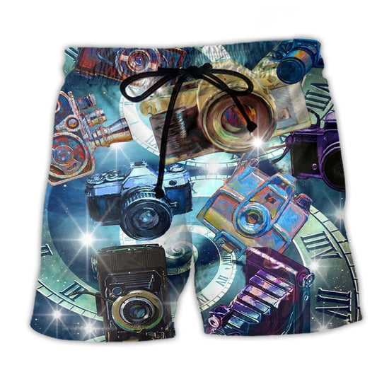 Camera Keeps Great Memories Retro Beach Shorts Design View For Summer Events And Coastal Getaways