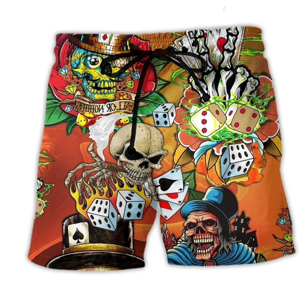 Skull Poker Choice Beach Shorts For Poolside Relaxation And Summer Adventures