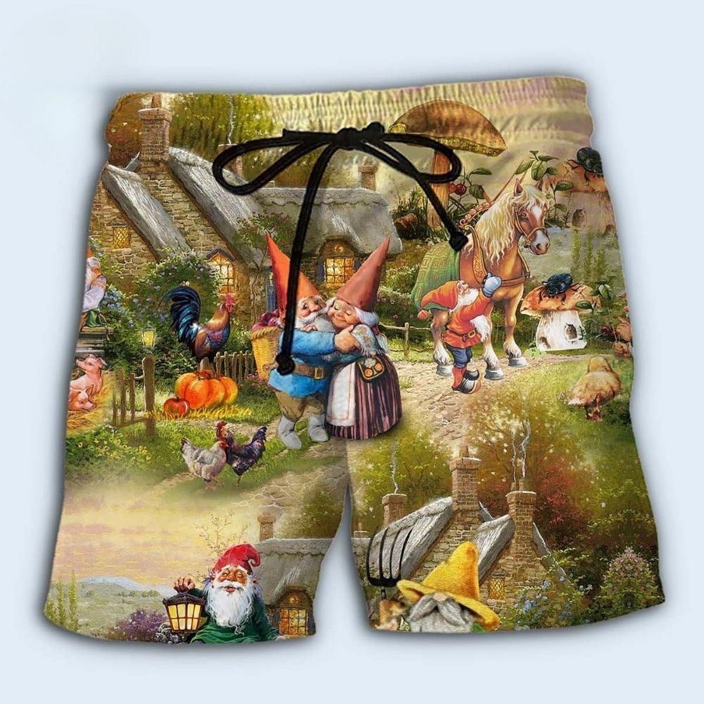 Peace Life Garden Gnomes Beach Shorts For Sunny Holidays And Comfortable Daily Styling