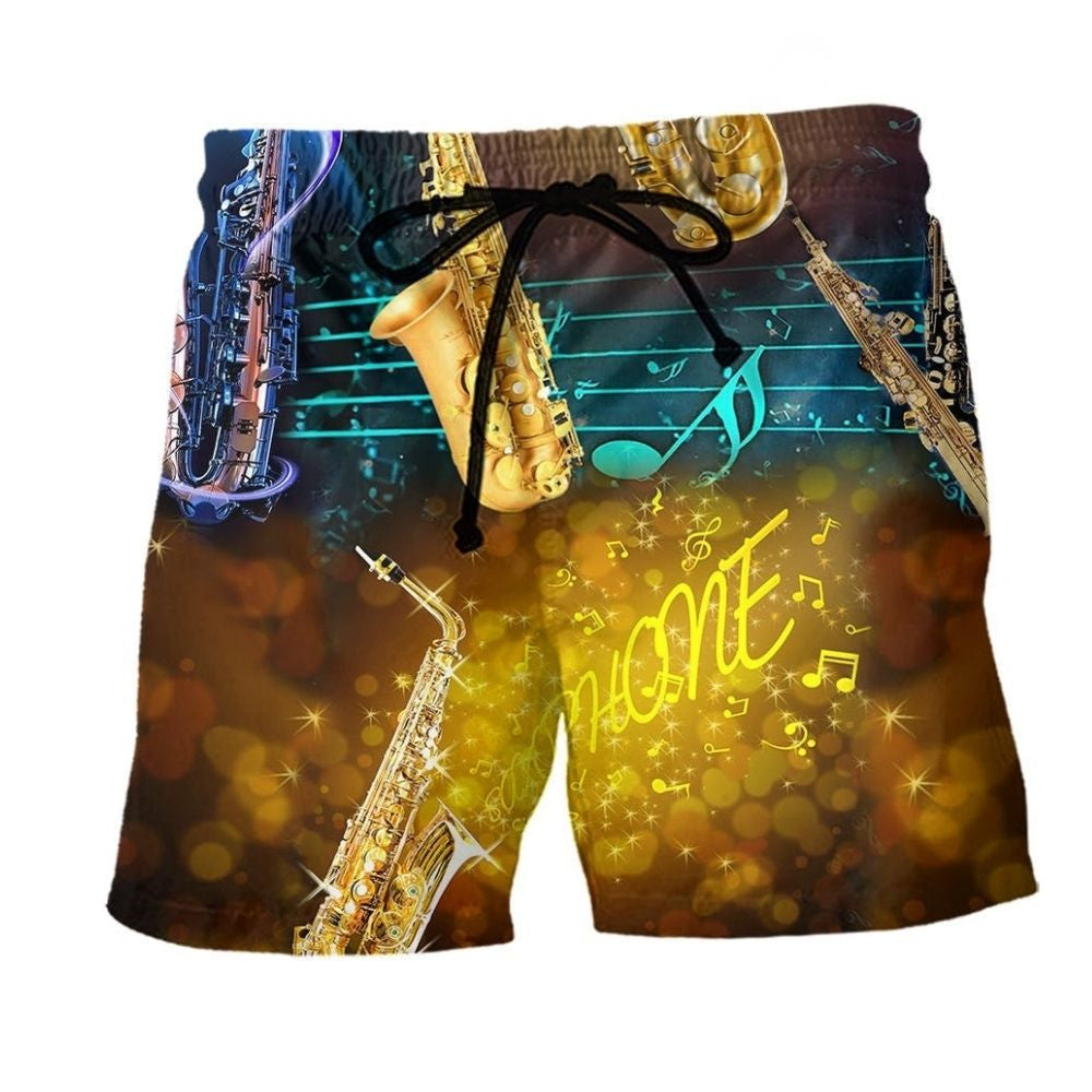 Saxophone Perfect Music All Night Beach Shorts Design Detail For Concert Inspired Vacation Wear