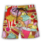 Colorful Junk Food Pop Beach Shorts Pattern View For Coastal Holidays And Casual Activities