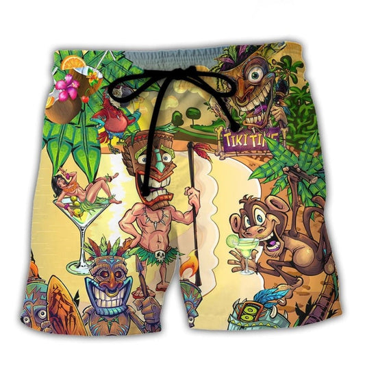 Tiki Cocktail Summer Beach Vibes Beach Shorts For Warm Weather Travel And Everyday Comfort